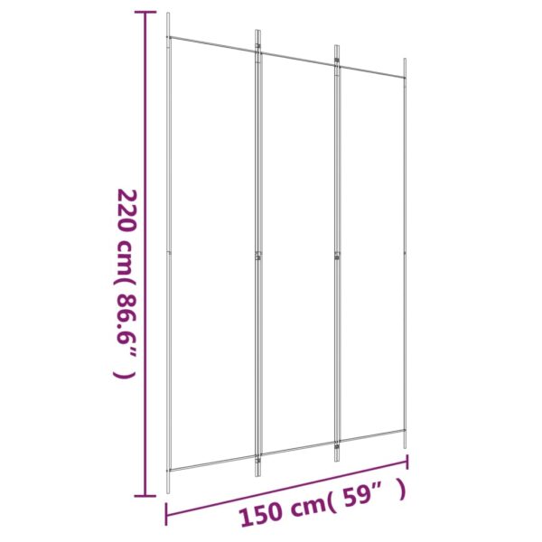 vidaXL 3-Panel Room Divider Black 59.1"x86.6" Fabric - Image 8