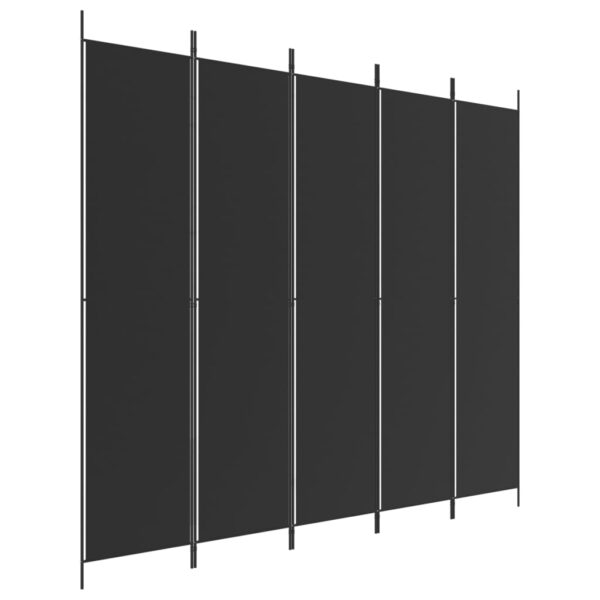 vidaXL 5-Panel Room Divider Black 98.4"x86.6" Fabric - Image 2