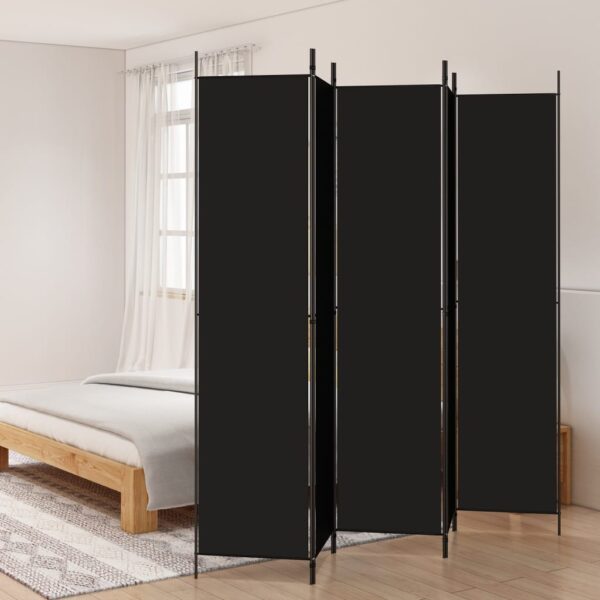 vidaXL 5-Panel Room Divider Black 98.4"x86.6" Fabric