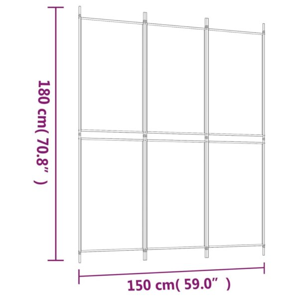 vidaXL 3-Panel Room Divider White 59.1"x70.9" Fabric - Image 8