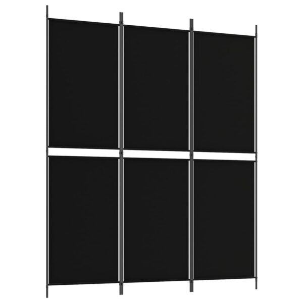 vidaXL 3-Panel Room Divider Black 59.1"x70.9" Fabric - Image 2