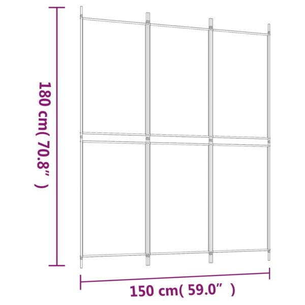 vidaXL 3-Panel Room Divider Black 59.1"x70.9" Fabric - Image 8