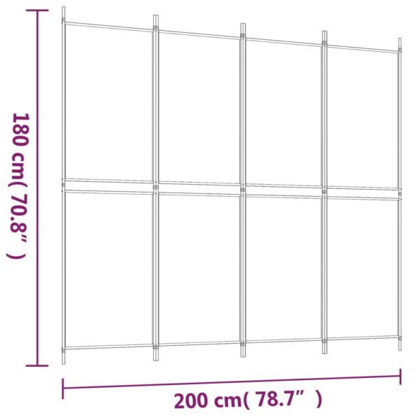 vidaXL 4-Panel Room Divider White 78.7"x70.9" Fabric - Image 8