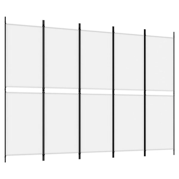 vidaXL 5-Panel Room Divider White 98.4"x70.9" Fabric - Image 2