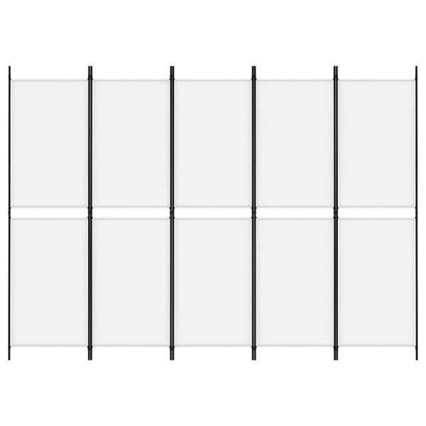 vidaXL 5-Panel Room Divider White 98.4"x70.9" Fabric - Image 3