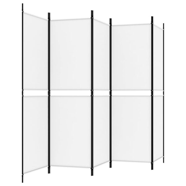 vidaXL 5-Panel Room Divider White 98.4"x70.9" Fabric - Image 5