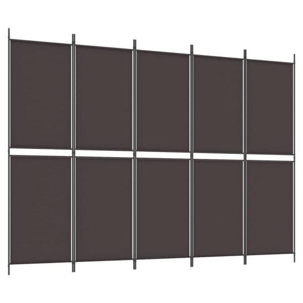 vidaXL 5-Panel Room Divider Brown 98.4"x70.9" Fabric - Image 2