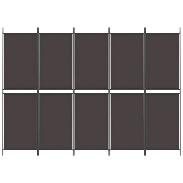 vidaXL 5-Panel Room Divider Brown 98.4"x70.9" Fabric - Image 3