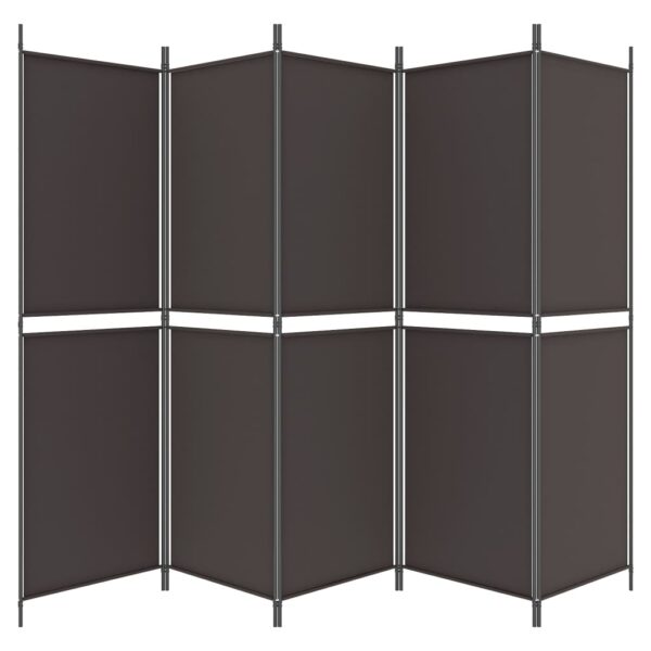 vidaXL 5-Panel Room Divider Brown 98.4"x70.9" Fabric - Image 4