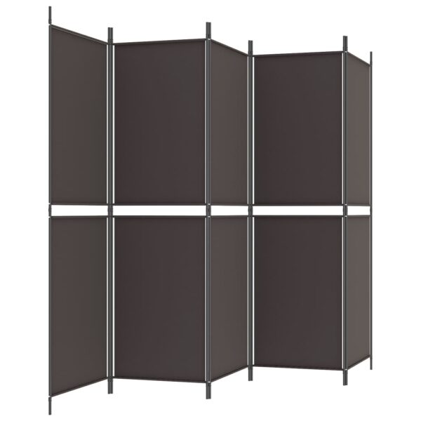 vidaXL 5-Panel Room Divider Brown 98.4"x70.9" Fabric - Image 5