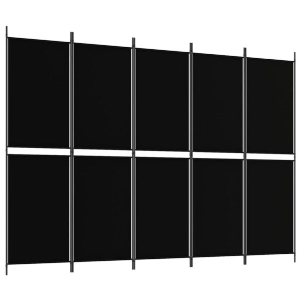 vidaXL 5-Panel Room Divider Black 98.4"x70.9" Fabric - Image 2