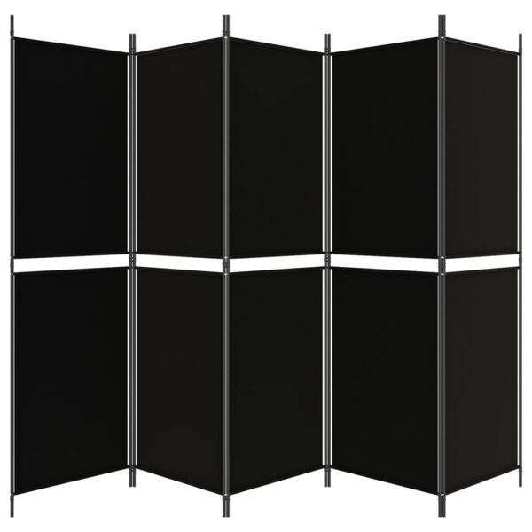 vidaXL 5-Panel Room Divider Black 98.4"x70.9" Fabric - Image 4