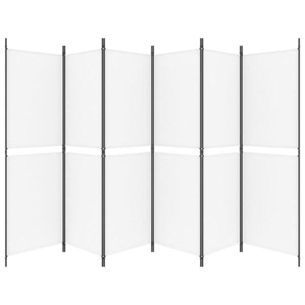 vidaXL 6-Panel Room Divider White 118.1"x70.9" Fabric - Image 4