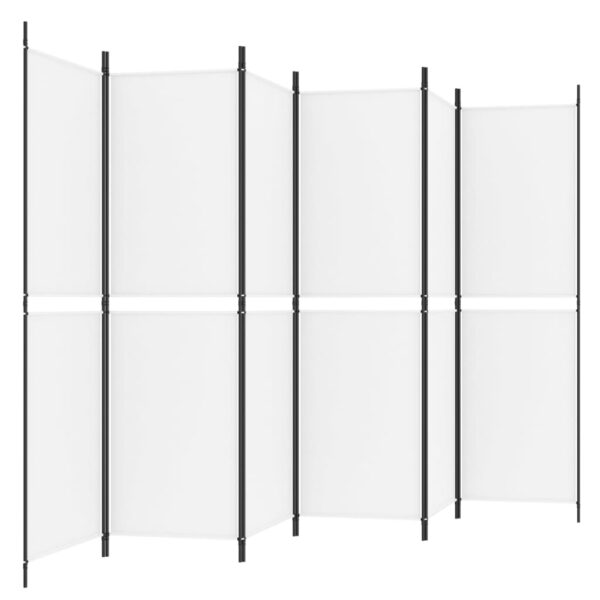 vidaXL 6-Panel Room Divider White 118.1"x70.9" Fabric - Image 5