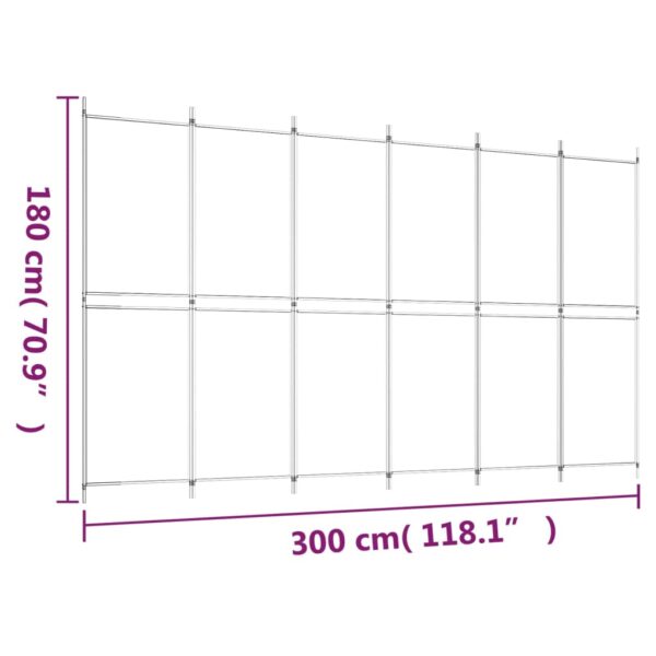 vidaXL 6-Panel Room Divider White 118.1"x70.9" Fabric - Image 8