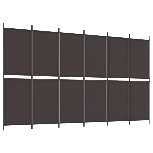 vidaXL 6-Panel Room Divider Brown 118.1"x70.9" Fabric - Image 2