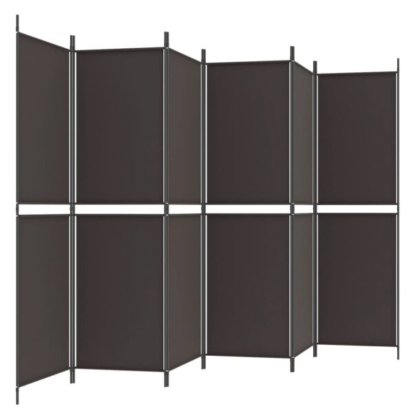 vidaXL 6-Panel Room Divider Brown 118.1"x70.9" Fabric - Image 5