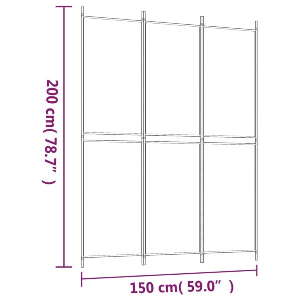 vidaXL 3-Panel Room Divider White 59.1"x78.7" Fabric - Image 8