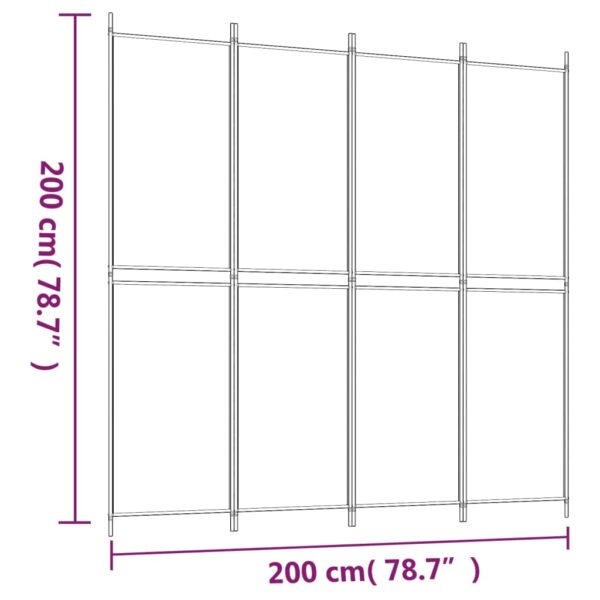 vidaXL 4-Panel Room Divider White 78.7"x78.7" Fabric - Image 8