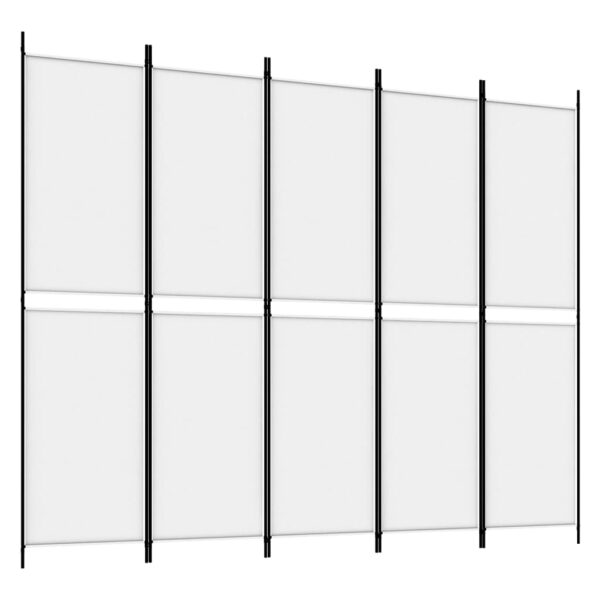 vidaXL 5-Panel Room Divider White 98.4"x78.7" Fabric - Image 2