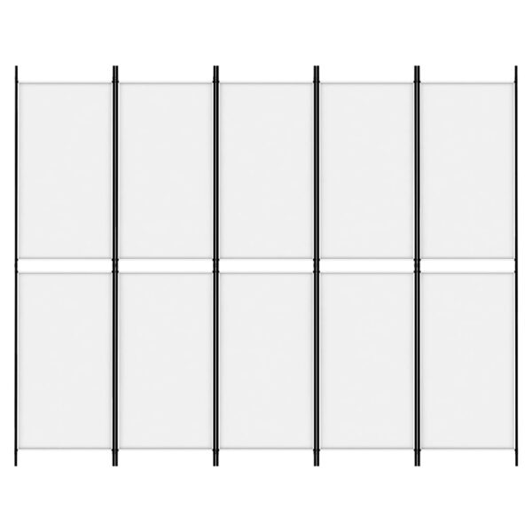 vidaXL 5-Panel Room Divider White 98.4"x78.7" Fabric - Image 3