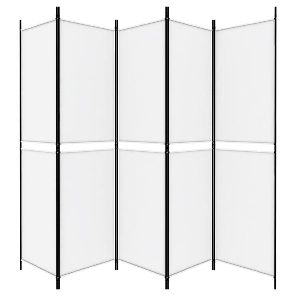 vidaXL 5-Panel Room Divider White 98.4"x78.7" Fabric - Image 4