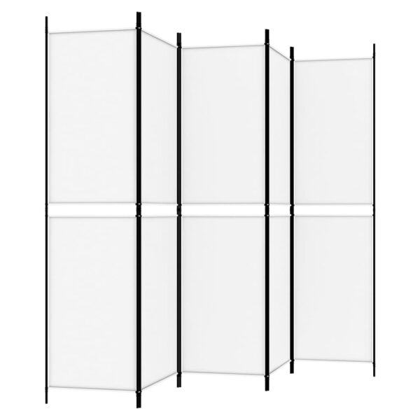 vidaXL 5-Panel Room Divider White 98.4"x78.7" Fabric - Image 5