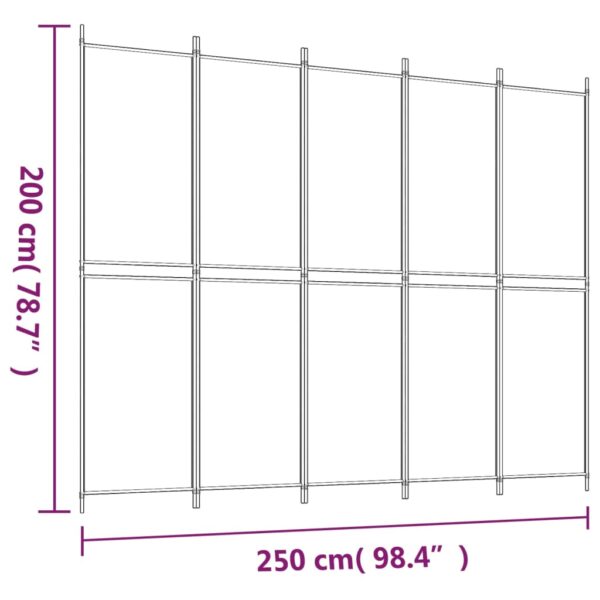 vidaXL 5-Panel Room Divider White 98.4"x78.7" Fabric - Image 8