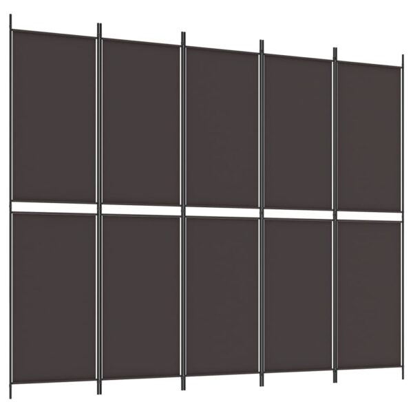 vidaXL 5-Panel Room Divider Brown 98.4"x78.7" Fabric - Image 2