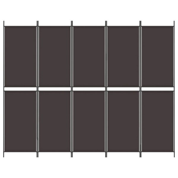 vidaXL 5-Panel Room Divider Brown 98.4"x78.7" Fabric - Image 3