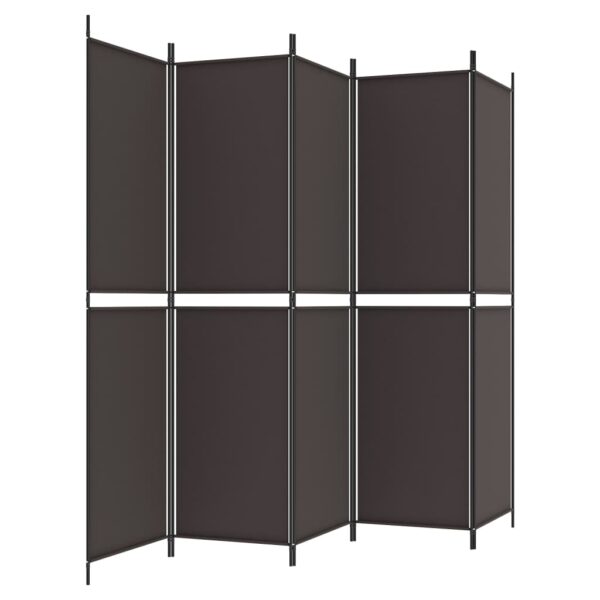 vidaXL 5-Panel Room Divider Brown 98.4"x78.7" Fabric - Image 4