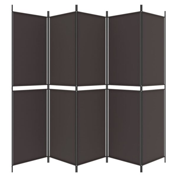 vidaXL 5-Panel Room Divider Brown 98.4"x78.7" Fabric - Image 5