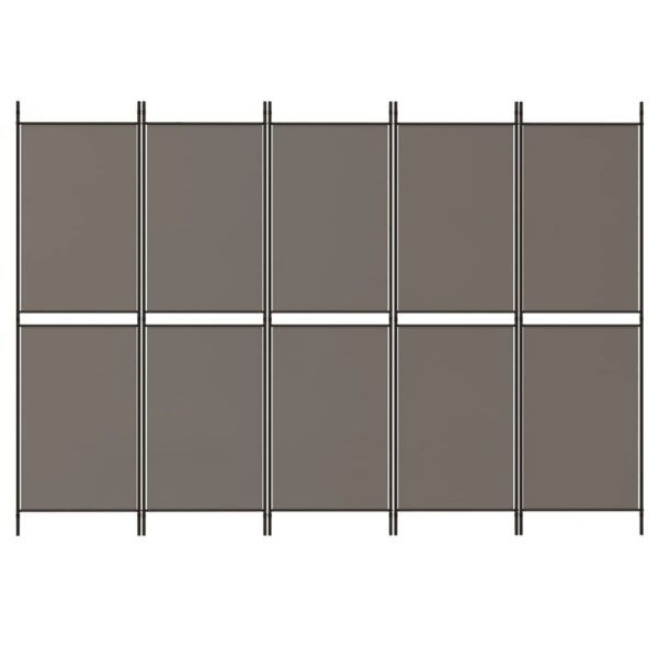 vidaXL 5-Panel Room Divider Anthracite 98.4"x78.7" Fabric - Image 3