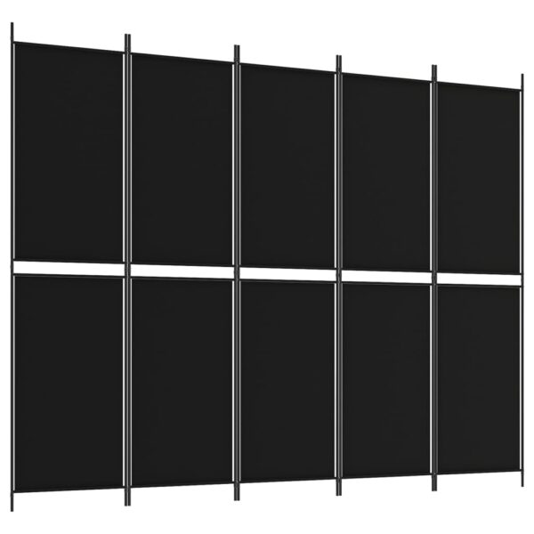 vidaXL 5-Panel Room Divider Black 98.4"x78.7" Fabric - Image 2