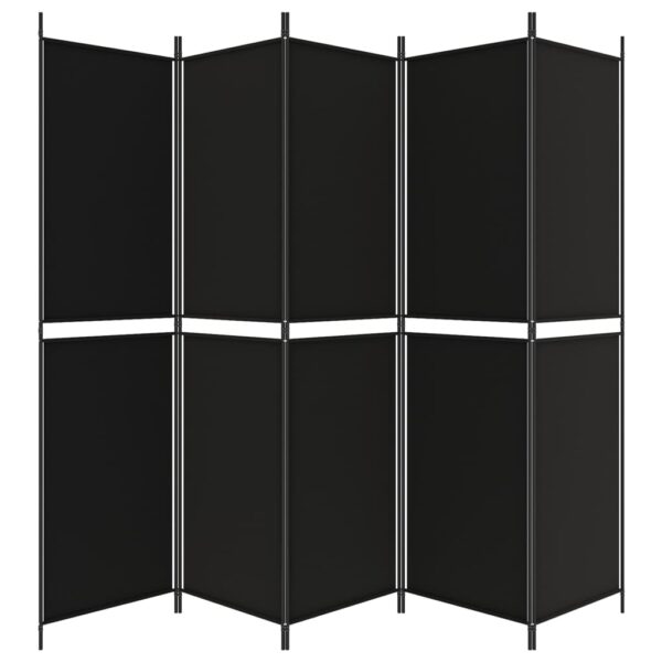 vidaXL 5-Panel Room Divider Black 98.4"x78.7" Fabric - Image 4