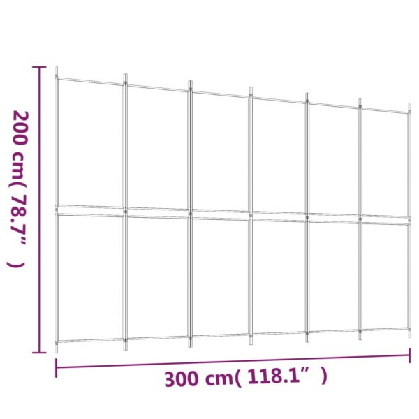 vidaXL 6-Panel Room Divider White 118.1"x78.7" Fabric - Image 8