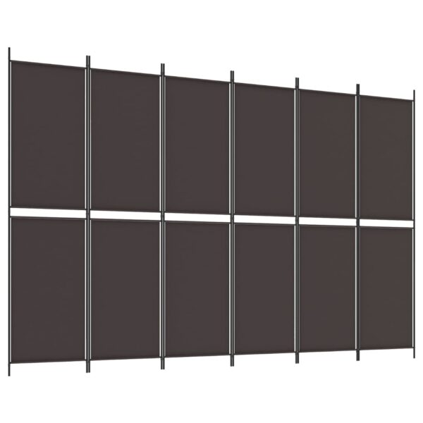 vidaXL 6-Panel Room Divider Brown 118.1"x78.7" Fabric - Image 2