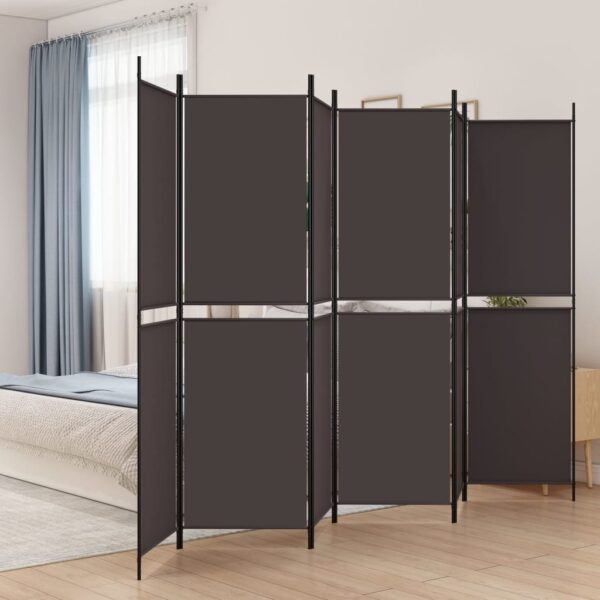 vidaXL 6-Panel Room Divider Brown 118.1"x78.7" Fabric