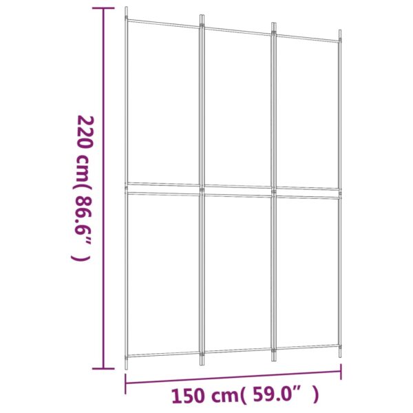 vidaXL 3-Panel Room Divider White 59.1"x86.6" Fabric - Image 8