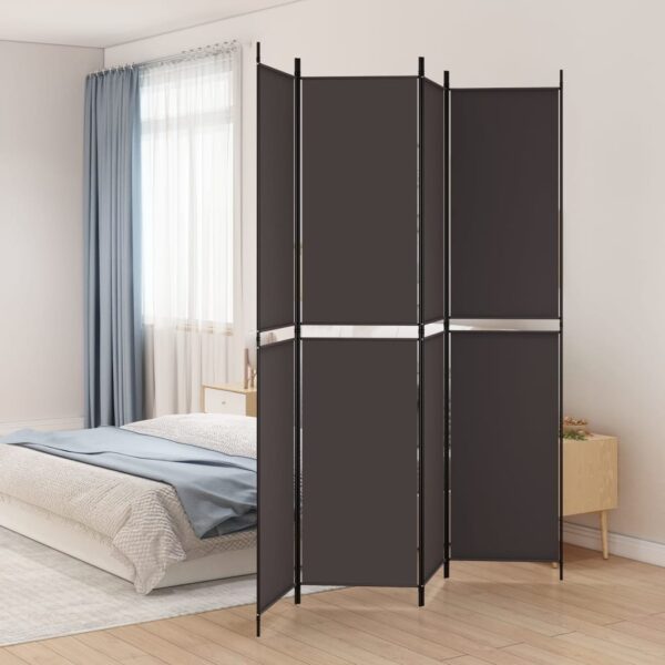 vidaXL 4-Panel Room Divider Brown 78.7"x86.6" Fabric