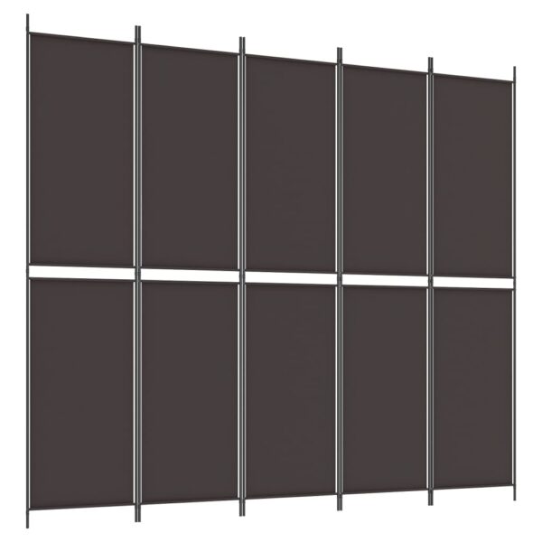 vidaXL 5-Panel Room Divider Brown 98.4"x86.6" Fabric - Image 2