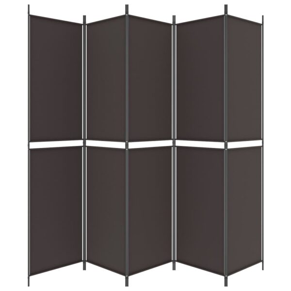 vidaXL 5-Panel Room Divider Brown 98.4"x86.6" Fabric - Image 4