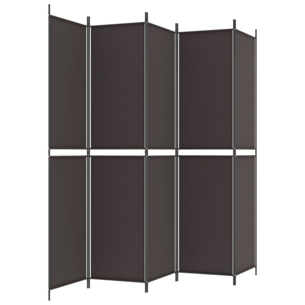 vidaXL 5-Panel Room Divider Brown 98.4"x86.6" Fabric - Image 5