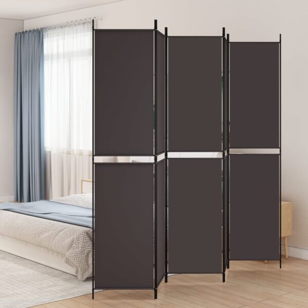 vidaXL 5-Panel Room Divider Brown 98.4"x86.6" Fabric