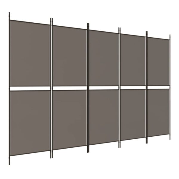 vidaXL 5-Panel Room Divider Anthracite 98.4"x86.6" Fabric - Image 2