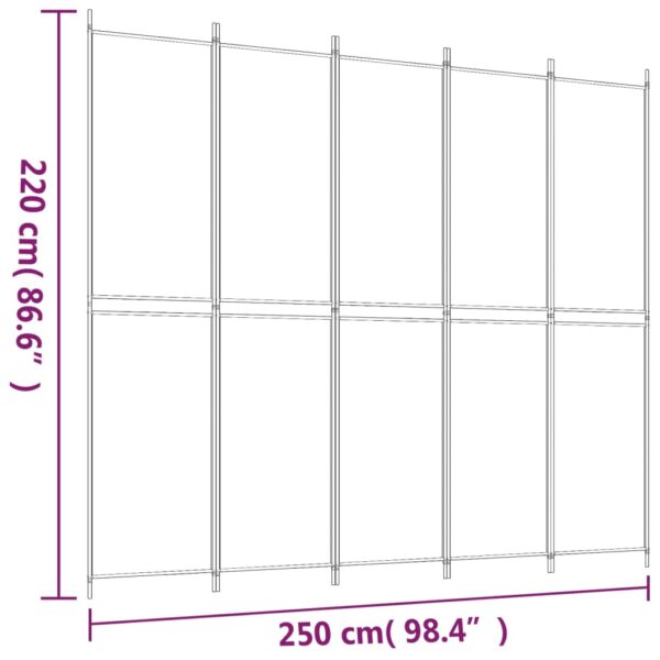 vidaXL 5-Panel Room Divider Anthracite 98.4"x86.6" Fabric - Image 8