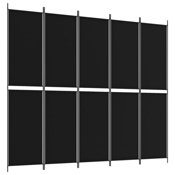 vidaXL 5-Panel Room Divider Black 98.4"x86.6" Fabric - Image 2