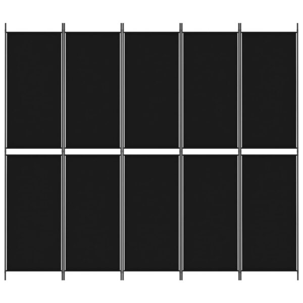 vidaXL 5-Panel Room Divider Black 98.4"x86.6" Fabric - Image 3