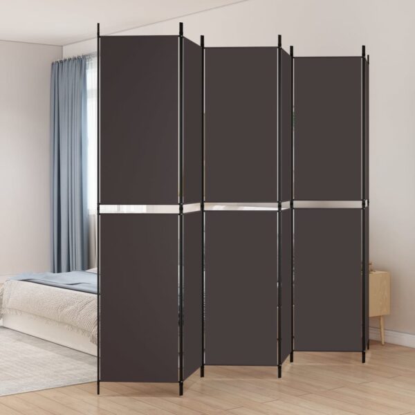 vidaXL 6-Panel Room Divider Brown 118.1"x86.6" Fabric