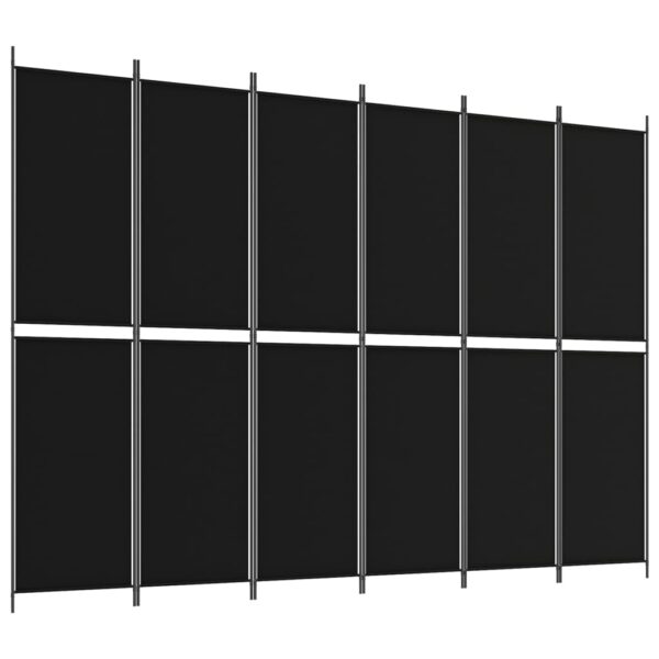 vidaXL 6-Panel Room Divider Black 118.1"x86.6" Fabric - Image 2